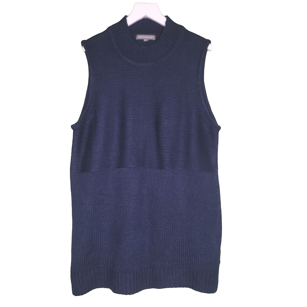 Kate & Mallory Blue Sweater Vest XL Pullover Mock Neck Sleeveless